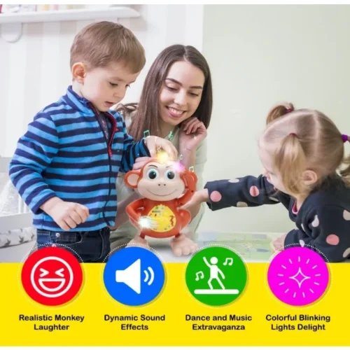 Dancing Monkey Toy with Music and Flashing LED Lights for Kids