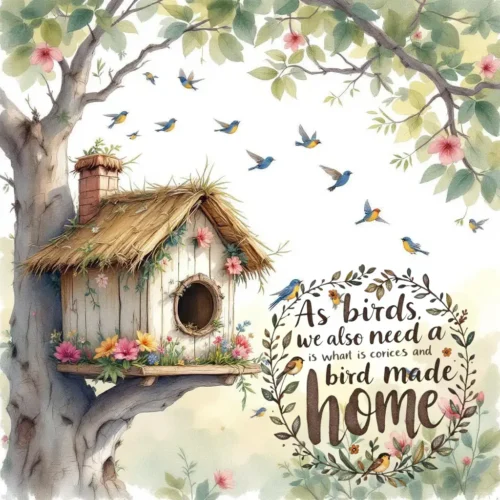 Wooden Bird House for Sparrows
